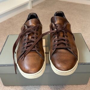 TOM FORD - Warwick Burnished-Leather Sneakers - Brown